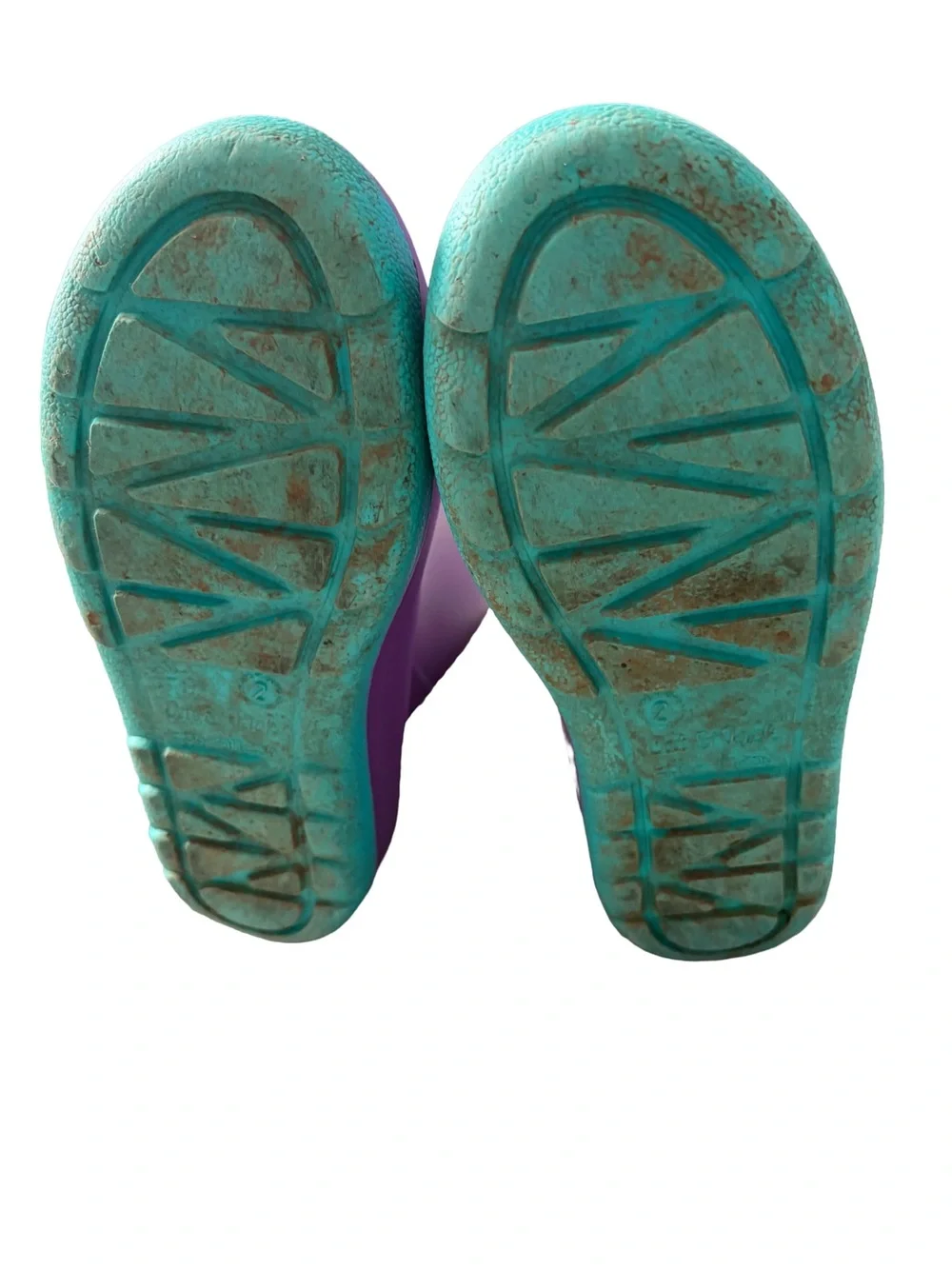 Size 2 Cat & Jack Tall Andy Slip On Purple Rain Boots with Teal Soles